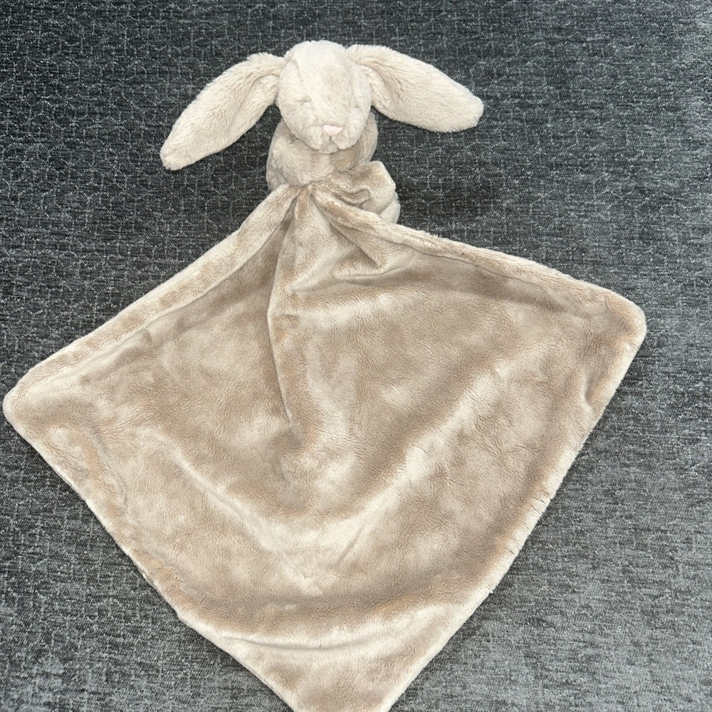 Jellycat Tan Brown Bashful Bunny Soother Security Blanket Lovey Plush Soft